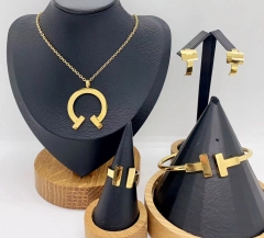 Stainless steel jewelry necklace earring ring Bangle set Wholesale