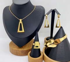 Stainless steel jewelry necklace earring ring Bangle set Wholesale