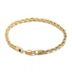 4-6-8MM European and American high quality non-fading 18K gold stainless steel twist bracelet