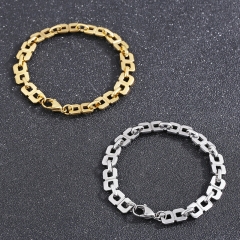 High quality European and American fashion hip-hop new stainless steel gold electroplated 18K bracelet, 8-shaped splicing bracelet