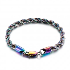 4-6-8MM European and American high quality non-fading 18K Colorful stainless steel twist bracelet