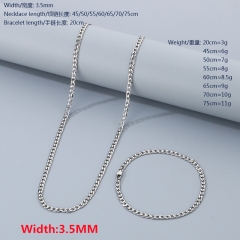 Stainless steel Cut Edge 1:1 NK chain necklace Figaro chain bracelet + necklace combination set