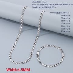 Stainless steel Cut Edge 3:1 NK chain necklace Figaro chain bracelet + necklace combination set