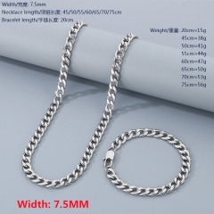 Stainless steel 1:1 NK chain necklace Figaro chain bracelet + necklace combination set