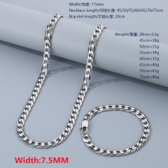 Stainless steel Cut Edge 1:1 NK chain necklace Figaro chain bracelet + necklace combination set