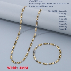 Stainless steel 3:1 NK chain necklace Figaro chain bracelet + necklace combination set