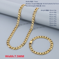 Stainless steel Cut Edge 1:1 NK chain necklace Figaro chain bracelet + necklace combination set