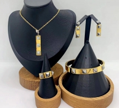 Stainless steel jewelry necklace earring Bangle ring set Wholesale