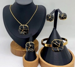 Stainless steel jewelry necklace earring Bangle ring set Wholesale