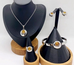 Stainless steel jewelry necklace earring Bangle ring set Wholesale