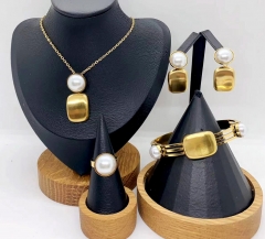 Stainless steel jewelry necklace earring Bangle ring set Wholesale