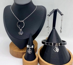 Stainless steel jewelry necklace earring Bangle ring set Wholesale