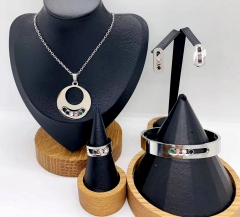 Stainless steel jewelry necklace earring Bangle ring set Wholesale