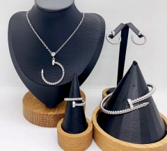 Stainless steel jewelry necklace earring Bangle ring set Wholesale