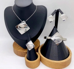 Stainless steel jewelry necklace earring Bangle ring set Wholesale