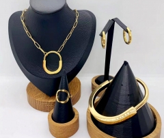 Stainless steel jewelry necklace earring Bangle ring set Wholesale