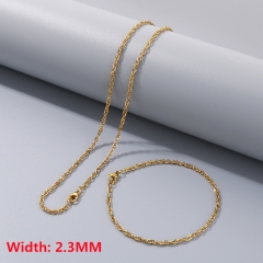 Square wire twist chain necklace + bracelet, fashionable and simple titanium steel woven chain sweater matching chain for men and women