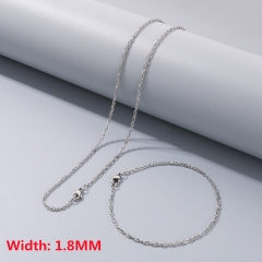 Square wire twist chain necklace + bracelet, fashionable and simple titanium steel woven chain sweater matching chain for men and women