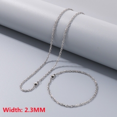 Square wire twist chain necklace + bracelet, fashionable and simple titanium steel woven chain sweater matching chain for men and women