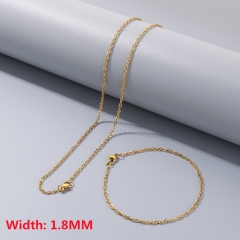 Square wire twist chain necklace + bracelet, fashionable and simple titanium steel woven chain sweater matching chain for men and women