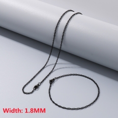 Square wire twist chain necklace + bracelet, fashionable and simple titanium steel woven chain sweater matching chain for men and women