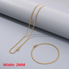 High quality European and American fashion stainless steel Cuban necklace + bracelet combination set, hip-hop two-sided grinding chain