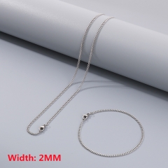 High quality European and American fashion stainless steel Cuban necklace + bracelet combination set, hip-hop two-sided grinding chain