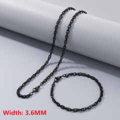 Square wire twist chain necklace + bracelet, fashionable and simple titanium steel woven chain sweater matching chain for men and women