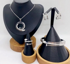 Stainless steel jewelry necklace earring bangle ring set Wholesale