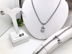 Stainless steel jewelry necklace earring bangle ring set Wholesale