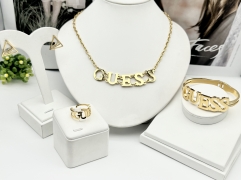 Stainless steel jewelry necklace earring bangle ring set Wholesale