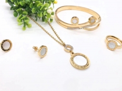 Stainless steel jewelry necklace earring bangle ring set Wholesale