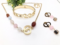 Stainless steel jewelry necklace earring bangle ring set Wholesale