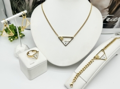 Stainless steel jewelry necklace earring bangle ring set Wholesale