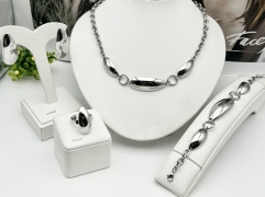 Stainless steel jewelry necklace earring bangle ring set Wholesale