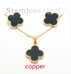 Stainless steel+copper jewelry necklace earring set Wholesale