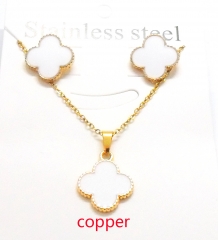 Stainless steel+copper jewelry necklace earring set Wholesale