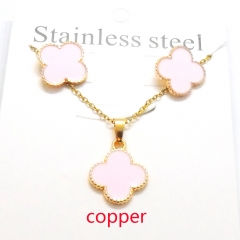 Stainless steel+copper jewelry necklace earring set Wholesale