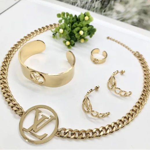 Stainless steel jewelry necklace earring bangle ring set Wholesale