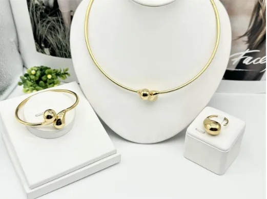 Stainless steel jewelry necklace earring bangle ring set Wholesale