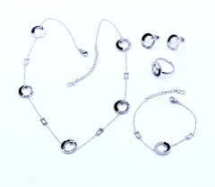 Stainless steel jewelry necklace earring bangle ring set Wholesale