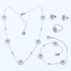 Stainless steel jewelry necklace earring Bracelet ring set Wholesale