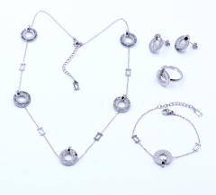 Stainless steel jewelry necklace earring bangle ring set Wholesale