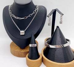 Stainless steel jewelry necklace earring Bracelet ring set Wholesale