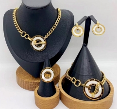 Stainless steel jewelry necklace earring Bracelet ring set Wholesale