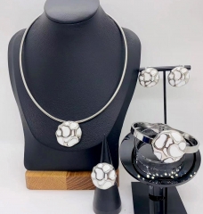 Stainless steel jewelry necklace earring Bracelet ring set Wholesale