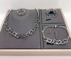 Stainless steel jewelry necklace earring Bracelet ring set Wholesale