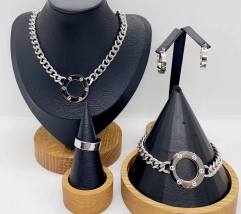 Stainless steel jewelry necklace earring Bracelet ring set Wholesale