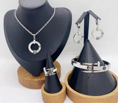 Stainless steel jewelry necklace earring Bracelet ring set Wholesale