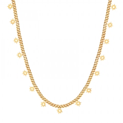 Women's fashion niche stainless steel grinding chain small sun necklace gold clavicle chain